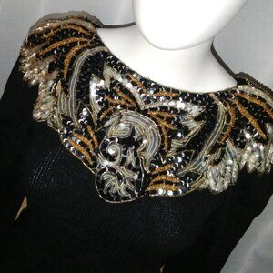 Intricate Beaded peplum sweater Top